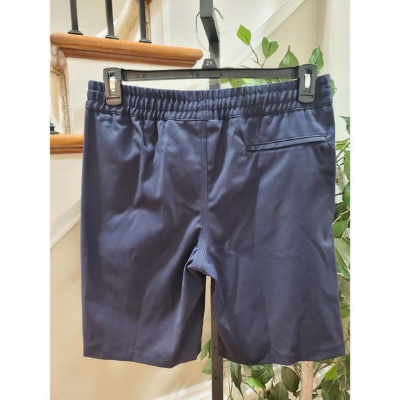 Murano Men's Blue Solid Polyester Comfort Waist Swim Trunk Logo Print Shorts L - Picture 2 of 9